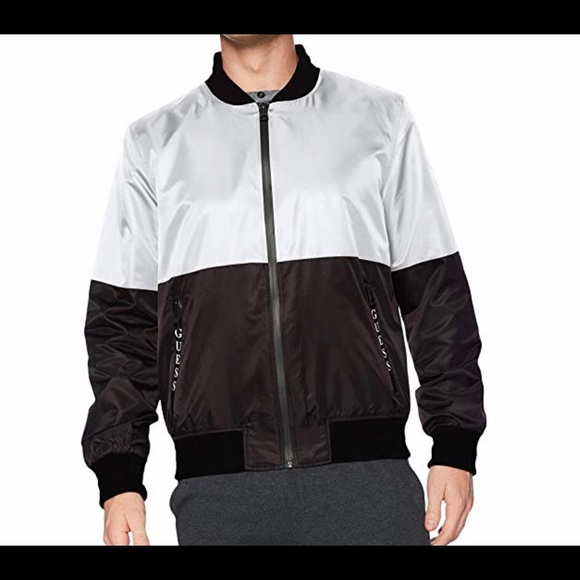 guess white bomber jacket